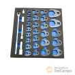 Estuche 27 llaves de boca abierta hex.*crowfoot* 3/8" (8-19 mm.) + 1/2" (21-46 mm.) + 3/4" (46 - 50 mm.) + mango de fuerza giratorio 1/2" + 2 alargaderas (1/2"x125 mm.+ 3/4"x100 mm.) + 2 adaptadores